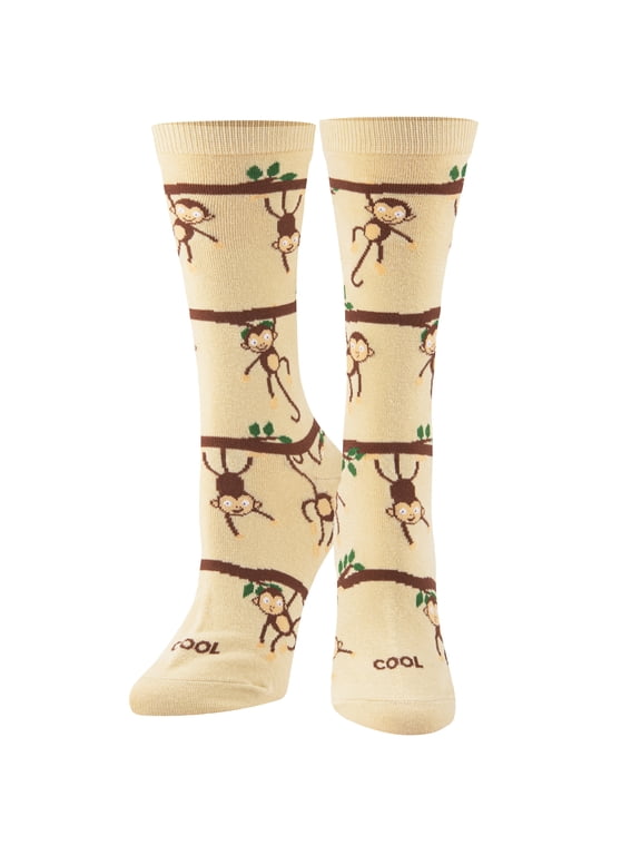 Cool Socks Monkeys Animal Wildlife Crew Socks, Size Medium