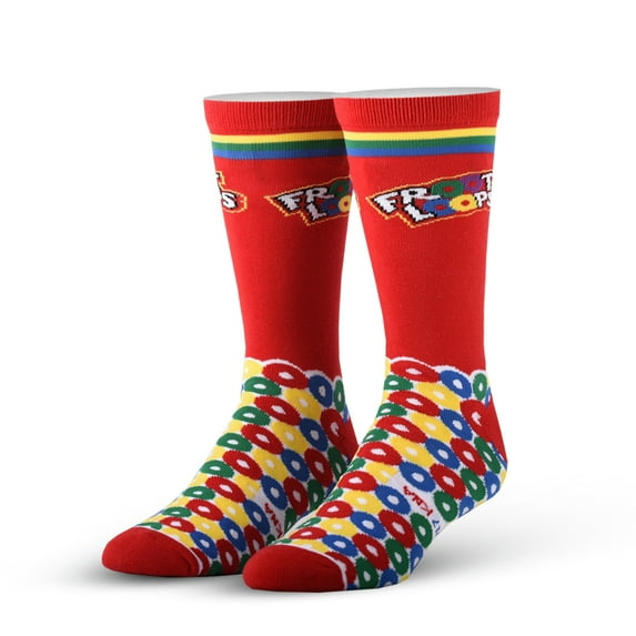 Cool Socks Novelty Crew Socks Men's Women's, Froot Loops Cereal, Graphic Print, Large