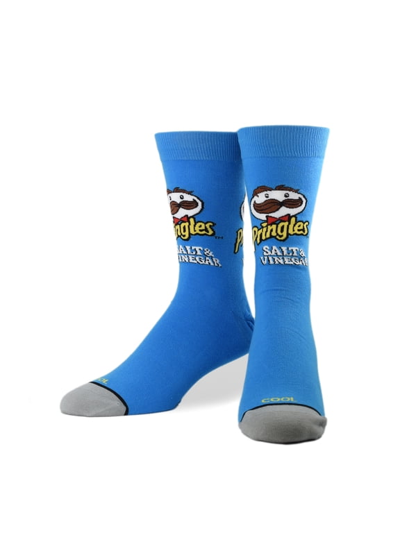 Novelty Crew Socks Men's Women's, Pringles Chips Salt & Vinegar, Graphic Print, Large