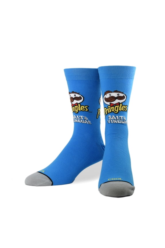 Novelty Crew Socks Men's Women's, Pringles Chips Salt & Vinegar, Graphic Print, Large