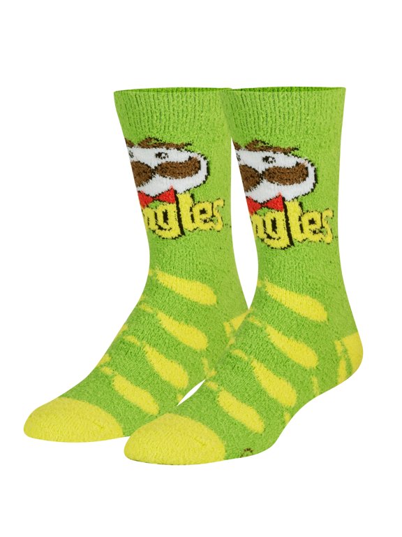 Cool Socks Novelty Crew Socks Men's Women's, Pringles Sour Cream Fuzzy, Graphic Print, Large