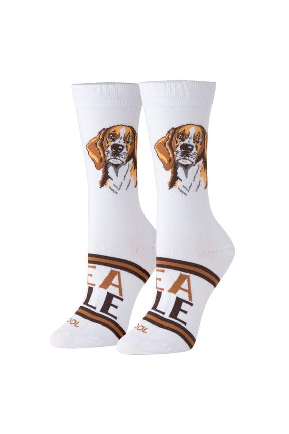 Novelty Crew Socks Women's Beagle Dog Breed, Graphic Print, Large