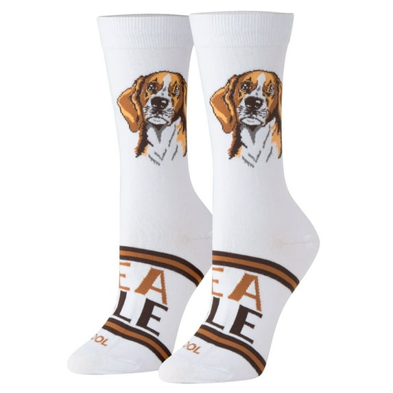 Cool Socks Novelty Crew Socks Women's Beagle Dog Breed, Graphic Print, Large