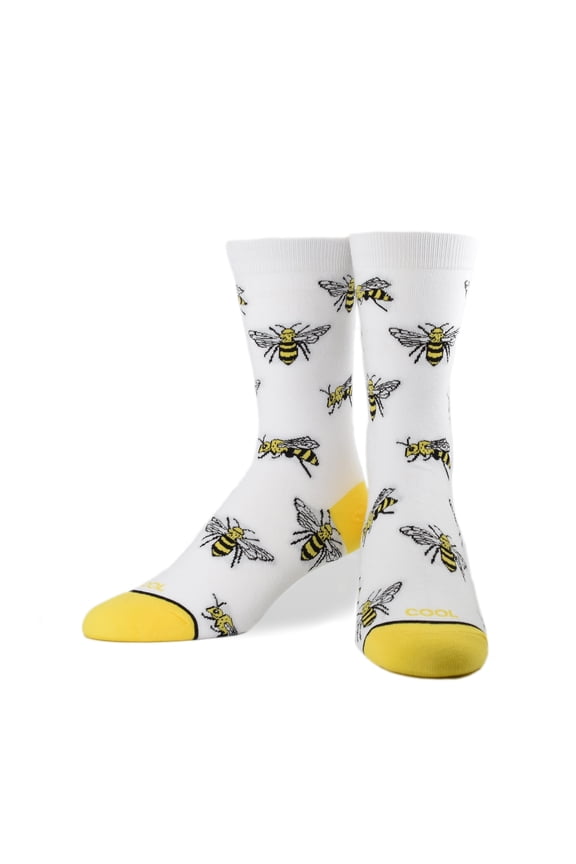 Cool Socks Novelty Crew Socks Women's Bumblebees, Bees, Graphic Print, Large