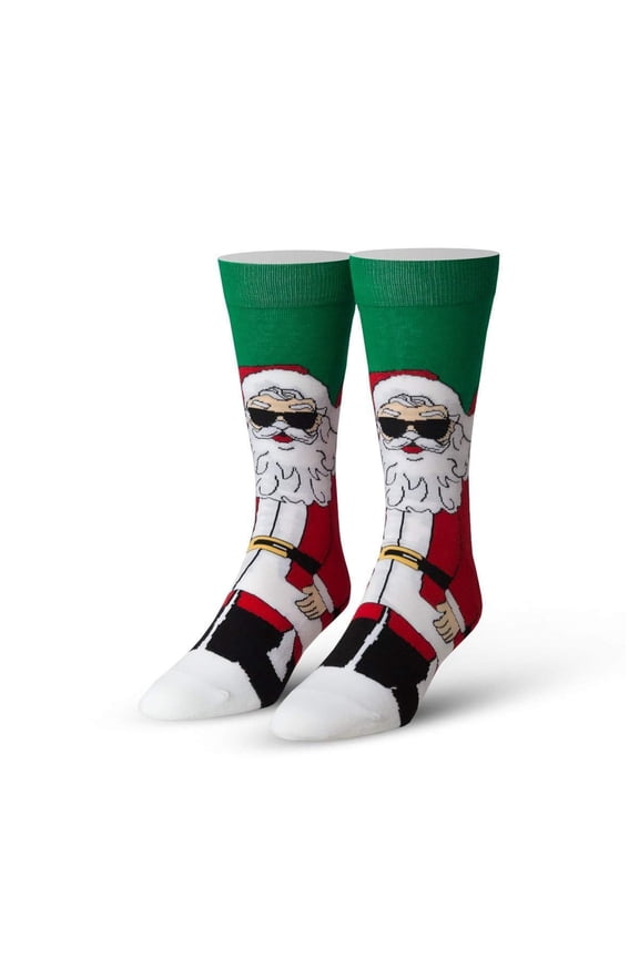Novelty Crew Socks Women's Cool Santa Claus, Graphic Print, Large