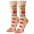 thumbnail image 1 of Cool Socks Novelty Crew Socks Women's Cuddle Bear, Graphic Print, Large, 1 of 6