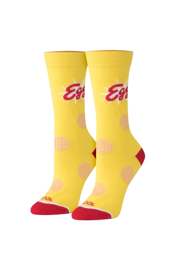 Novelty Crew Socks Women's Eggo Waffles, Graphic Print, Large
