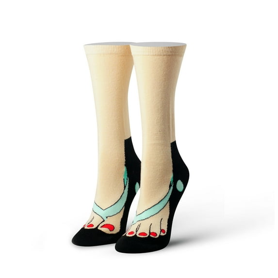 Cool Socks Novelty Crew Socks Women's Pedicure Nails, Graphic Print, Large