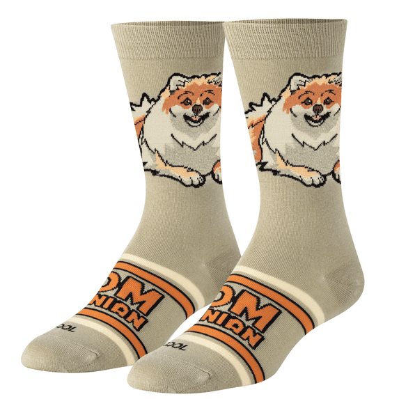 Cool Socks Novelty Crew Socks Women's Pomeranian Dog Breed, Graphic Print, Large