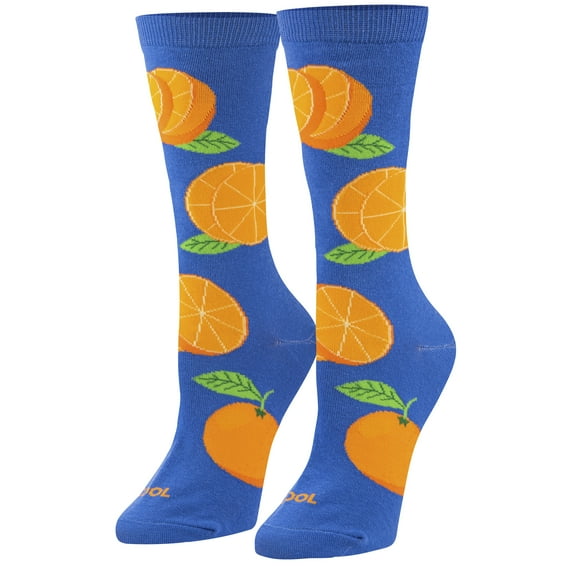 Cool Socks Oranges Fun Fruit Print Novelty Crew Socks for Women