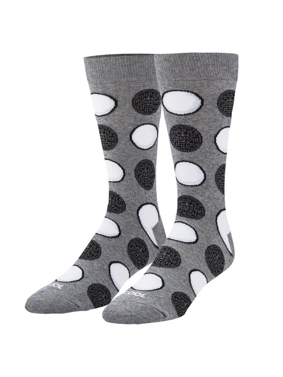 Cool Socks Oreo Cookies Heather Chocolate Candy Crew Socks, Size Large