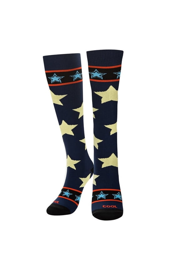 , Over the Calf Knee High Compression Socks, Fun Print Stars & Stripes