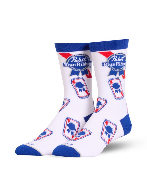 Cool Socks Pabst Blue Ribbon Cans Novelty Funny Crew Socks, Size Large