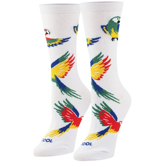 Cool Socks Parrot Fun Print Novelty Crew Socks for Women, Size 5-10