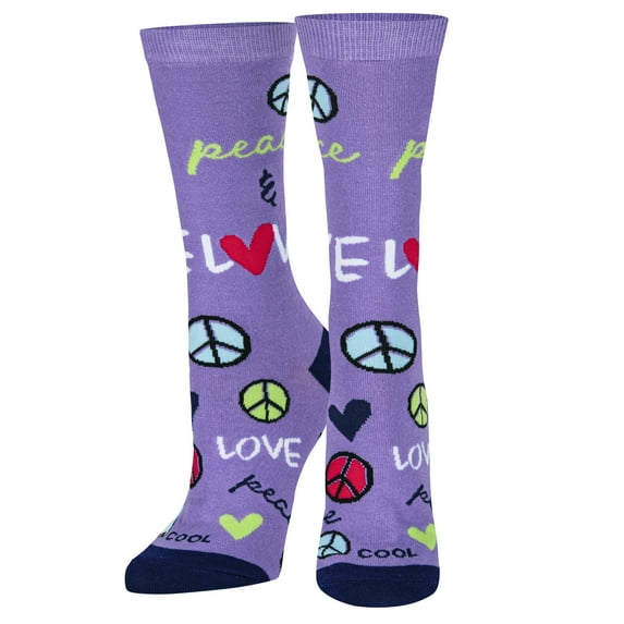 Cool Socks, Peace & Love Women's, Fun Novelty Crew Socks