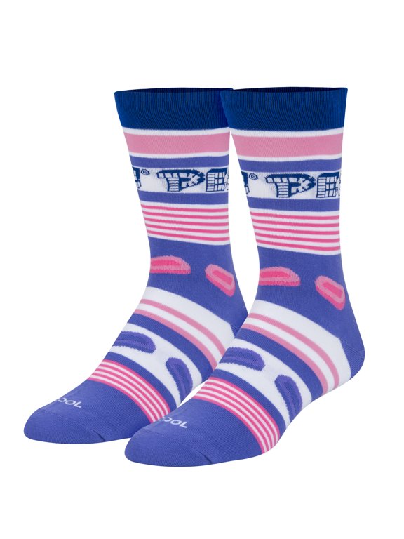 Cool Socks Pez Stripes Candy Sweets Crew Socks, Size Large