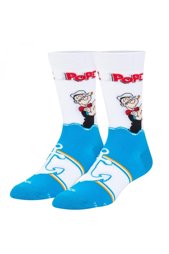 Cool Socks, Popeye the Sailor Man, Mens Womens Crew, Funny Graphic Print, Large