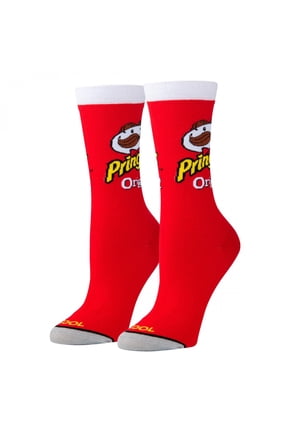 Cool Socks, Pringles Chips Can, Womens Crew Length, Funny Graphic Print- Large