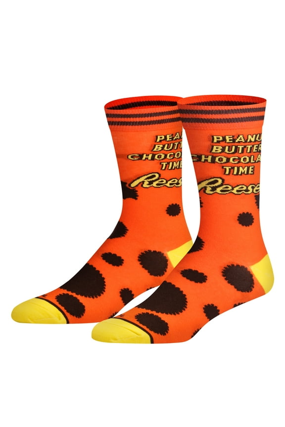 Reese's Crew Socks Official Peanut Butter Chocolate Themed Sock Size Large for Men &