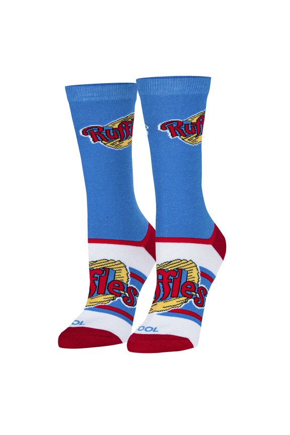 Cool Socks Ruffles Logo Snack Foodie Crew Socks, Size Medium