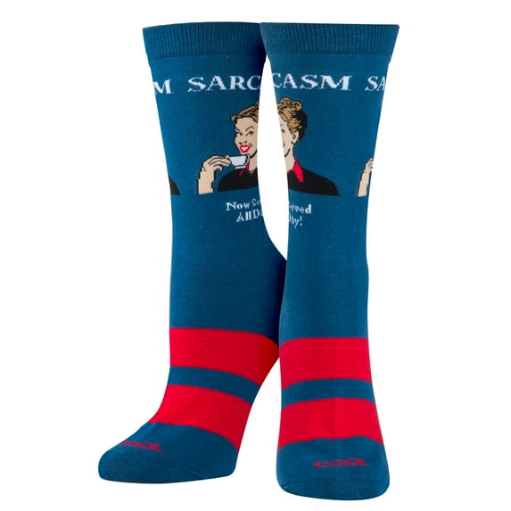 Cool Sock -Sarcasm, Womens Crew Length, Funny Graphic Print- Large Meme Novelty Crew Socks Medium
