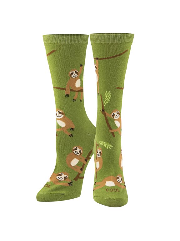 Cool Socks Sloths Animal Wildlife Crew Socks, Size Medium