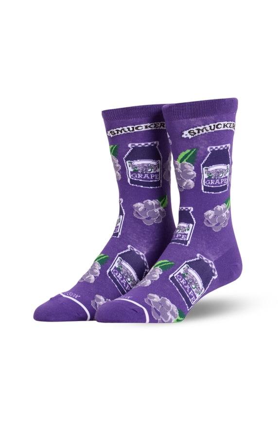 – Smucker’s Grape Jelly Jar Crew Socks – Size Large for Men & Women – Classic Purple