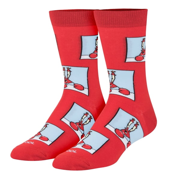 Cool Socks Confused Mr. Krabs SpongeBob Cartoon Crew Socks, Size Large