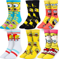 thumbnail image 1 of Cool Socks – SpongeBob SquarePants 6-Pack Crew Socks Value Bundle – Fun & Colorful Nickelodeon, 1 of 6
