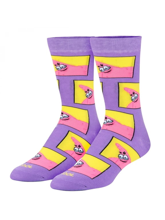 Cool Socks, SpongeBob SquarePants, Patrick, Mens Womens Crew, Funny Print, Large