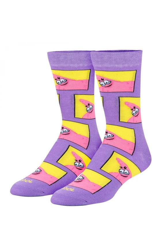 Cool Socks, SpongeBob SquarePants, Patrick, Mens Womens Crew, Funny Print, Large