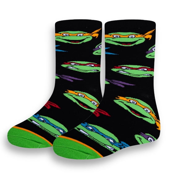Cool Socks – TMNT Heads Crew Socks for Kids 4–7 Years – Fun Cartoon Gift, Colorful Everyday Sock