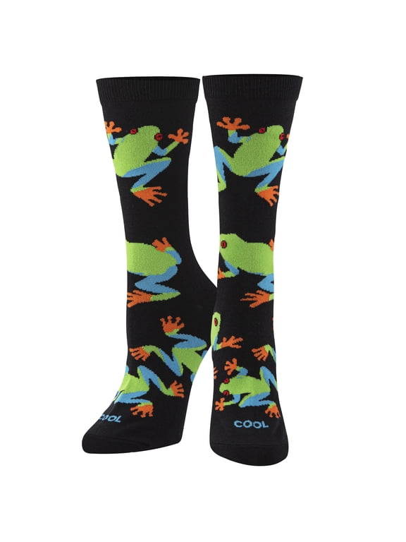 Cool Socks Tree Frogs Animal Wildlife Crew Socks, Size Medium