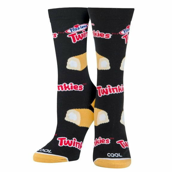 Cool Socks, Twinkies Cupcakes, Womens Crew Length, Funny Graphic Print- Large