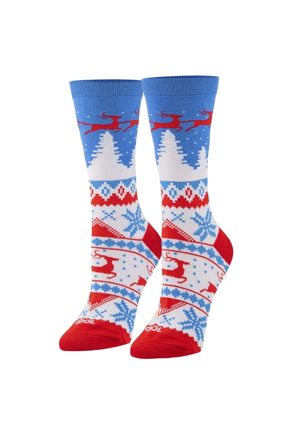 – Ugly Christmas Sweater Crew Sock, Festive Reindeer & Snowflake Winter Pattern, Fun
