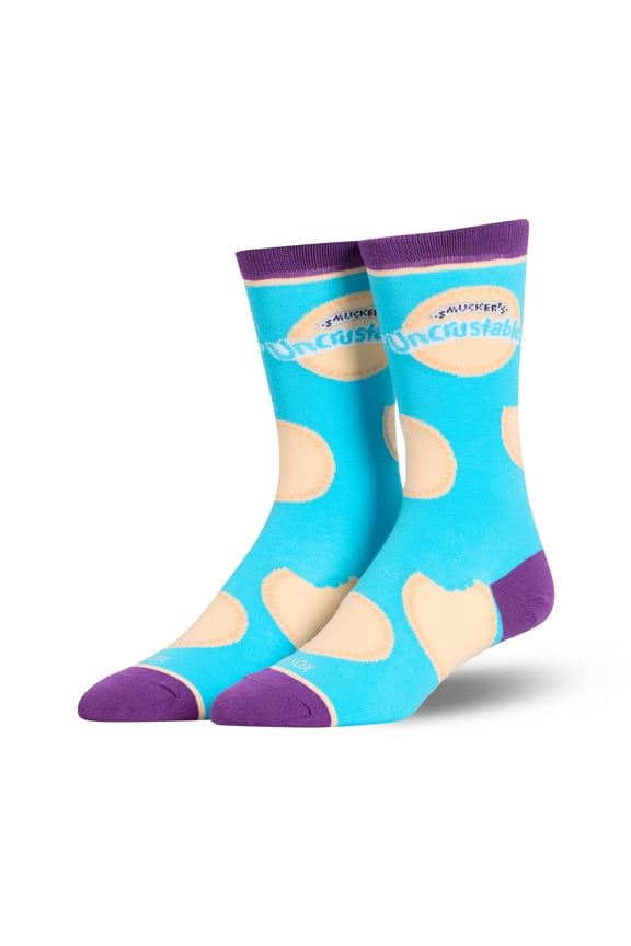 – Uncrustables PB&J Crew Socks – Size Large for Men & Women – Frozen Sandwich Graphic –