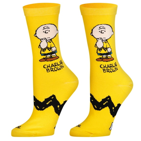 Cool Socks Charlie Brown Crew Socks Peanuts Cartoon Novelty Apparel Size Medium for Men, Women &