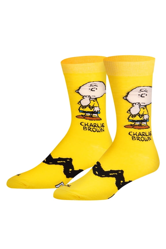 COOL SOCKS – Charlie Brown Classic Crew Socks – Official Peanuts Cartoon Comic Strip Graphic Novelty
