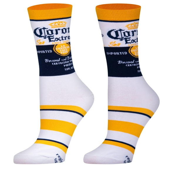 Cool Socks, Women's Funny Designer Novelty Socks, Corona Extra Crew, Adult