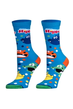 Cool Socks Hungry Hungry Hippos Novelty Funny Crew Socks, Size Medium