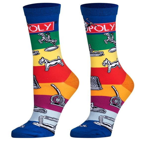 Cool Socks, Women's Funny Graphic Novelty Sock, Monopoly Board Game, Adult