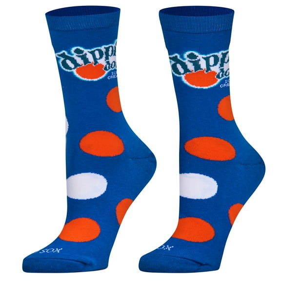 Cool Socks, Women's Funny Novelty Socks, Dippin Dots Blue Crew, Adult Medium