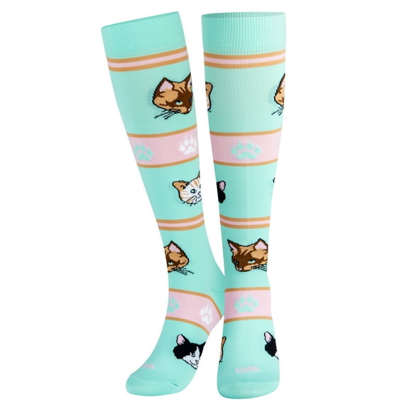 Cool Socks, Womens, Knee High Compression Socks, Cats Print