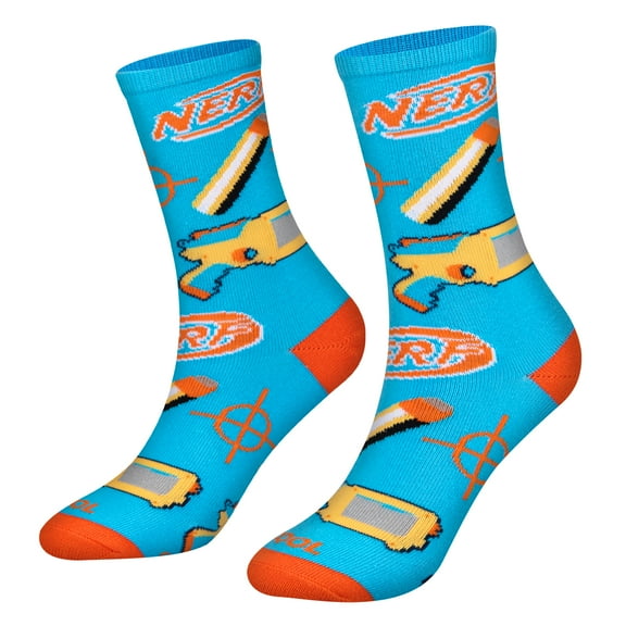 Cool Socks Nerf Gun Blasters Crew Socks Licensed Hasbro Game Sock Size Medium for Men, Women & Kids-