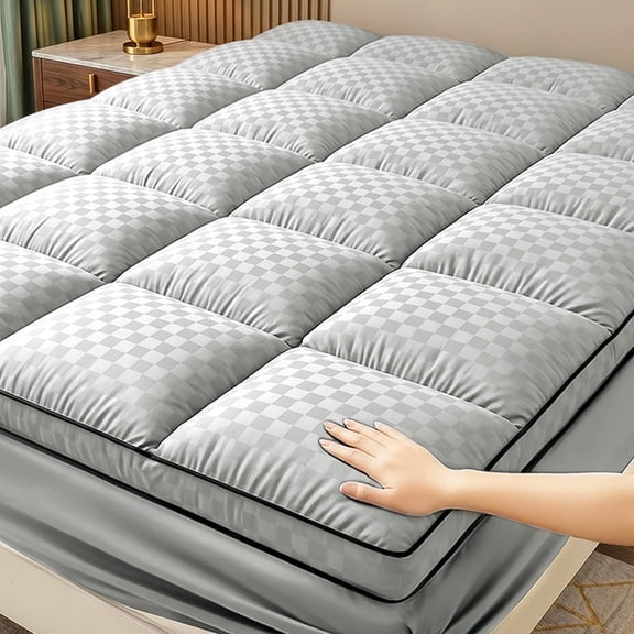 Cool Soft Quilted Mattress Cover, 8-21 Inch Deep Pocket Stretch Mattress Protector, 1016GSM, Machine Washable, All Mattress Sizes(grey,Full)