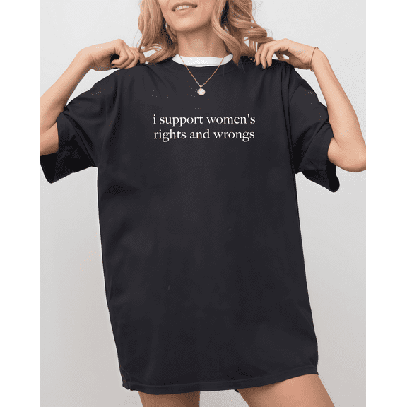 Cool Solidarity Graphic Tee,Tops Has "i support women's rights and wrongs" Personality Design,Round Neck Regular Fit T-shirts, Size(S-5XL)