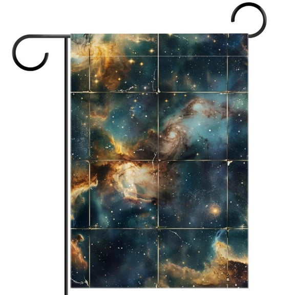 Cool Space Galaxy Glitter Nebula Double Sided Garden Flag Decorative Weather Resistant Yard Flag, Large DIY Vertical Flag for Farmhouse Patio Lawn, 28x40 Inch