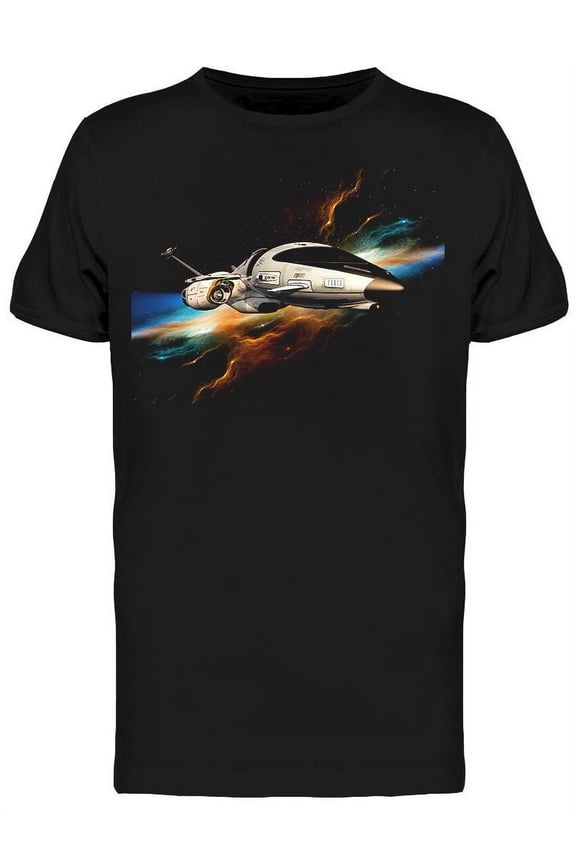 Cool Spaceship On Flight T-Shirt Men -Image by Shutterstock, Male Large