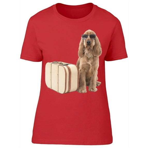 Cool Spaniel Dog With Suitcase T-Shirt Women -Image by Shutterstock, Female Medium