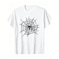 thumbnail image 1 of Cool Spider Web Graphic Black Tshirt, Simple Monochrome Spider Cobweb Gothic Print Short Sleeve Tee, Soft Cotton Halloween Party Daily Wear Shirt Gift for Gothic Lovers, 1 of 9